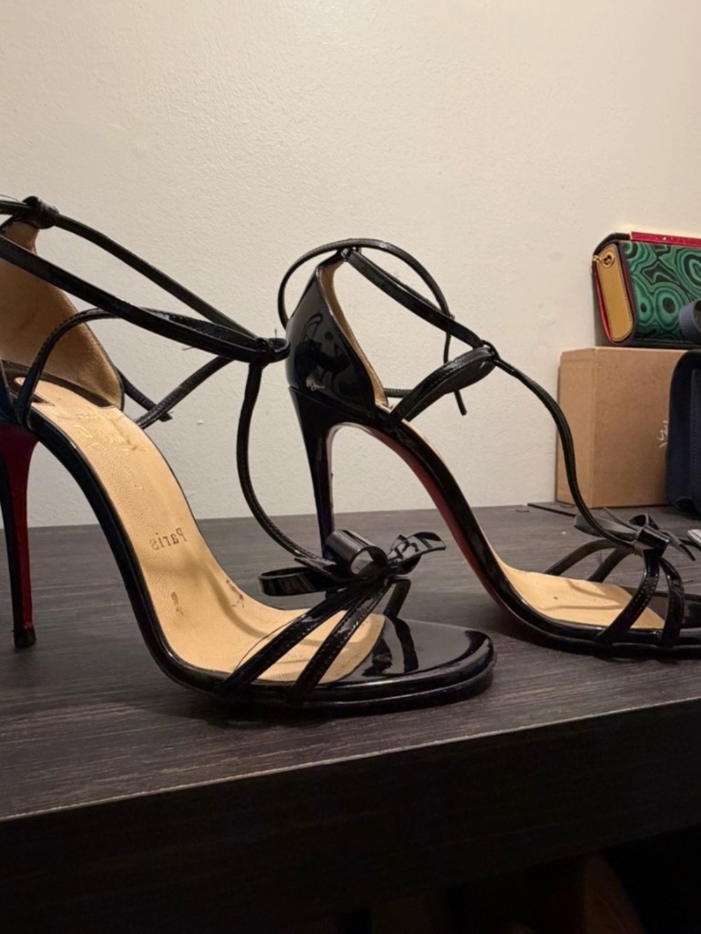 Christian Louboutin Blakissima Patent Leather Strappy ๐ & ๐ accents. - Picture 5 of 10
